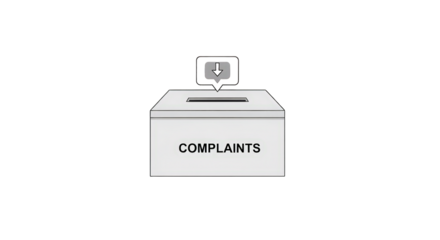 Complaint Box with Down Arrow complaint feedback box arrow down submit suggestion form customer service review