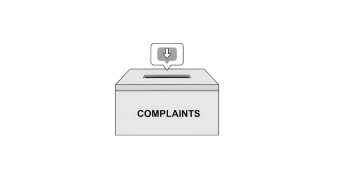 Complaint Box with Down Arrow complaint feedback box arrow down submit suggestion form customer service review