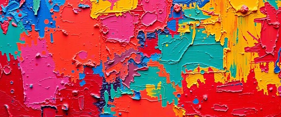 Fototapeta premium Thick, impasto oil paint, vibrant hues, textured canvas, abstract art, art background, vibrant