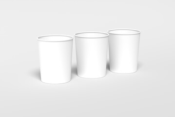 Isolated white paper cup mockup for coffee or drink on isolated grey white background ready for branding