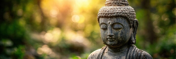 Obraz premium Serene Buddha Statue in Peaceful Garden Setting
