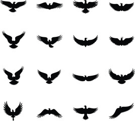 Majestic eagle silhouettes soaring high in flight