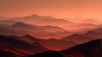 Naklejka premium Misty mountains sunrise landscape