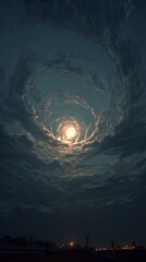 Fototapeta premium Full moon through swirling clouds night sky