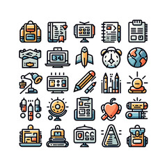 set of Back to School icons