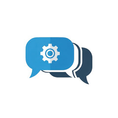 Fototapeta premium Gear Icon in Speech Bubbles gear cogwheel settings communication chat talk discussion dialogue bubble speech icon