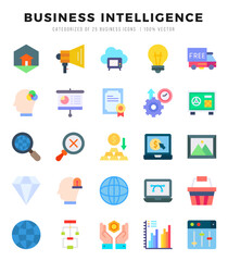 Business Intelligence icons set for website and mobile site and apps.