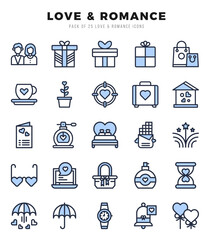 Set of Love & Romance Icons Two Color icons collection.