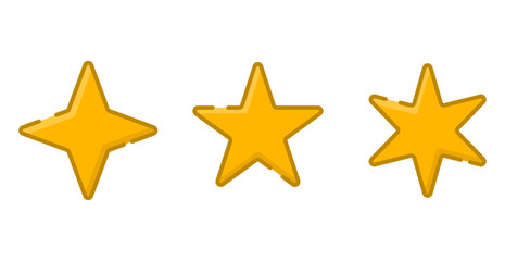 Yellow Star Icon Set. Rating and Favorite Symbols Isolated on Transparent Background for App and Web Design. Vector Illustration