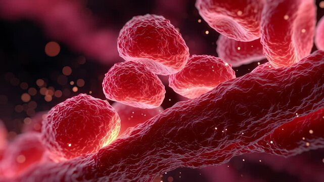 Close Up of Blood Platelets Clumping Together, Showcasing Vital Role in Clotting Process, Health, and Human Circulatory System in Biology