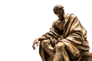 Contemplative bronze statue art gallery sculpture modern side view