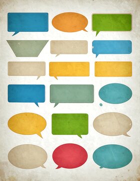 Variety of speech bubbles on textured background