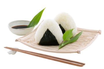 Enjoying onigiri rice balls at home japanese cuisine food photography