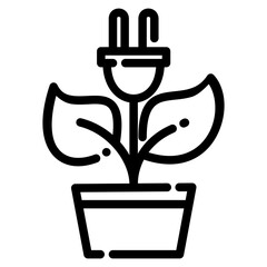 Green Energy: Plant Growing from Electric Plug