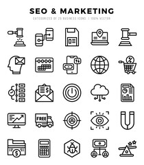 SEO & Marketing web icons in Lineal style.