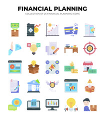 Financial Planning Icons. A Collection of 25 Essential Business Strategy Graphics