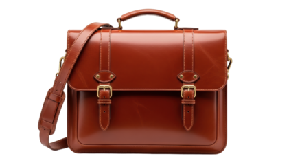 Isolated Brown Leather Messenger Bag