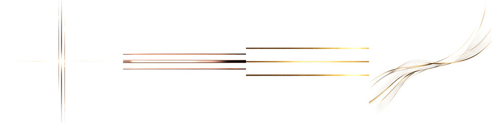 Abstract Gold Lines and Light Flare on White Background