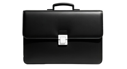 Isolated Black Leather Briefcase