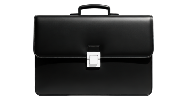 Isolated Black Leather Briefcase
