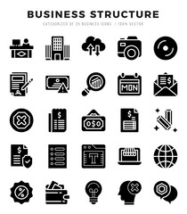 Business Structure elements. Glyph web icon set. Simple vector illustration.