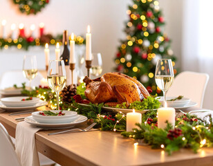 christmas dinner table setting