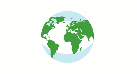 Global ecological awareness symbol represented by a simplified Earth with green continents and surrounding light blue ocean highlighting