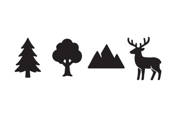 collection of deer in a forest icons vector sembol