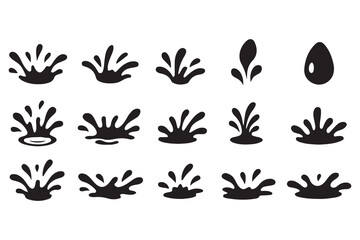 Collection of black and white water splash vector 