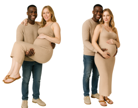 set of man and pregnant woman. man holding his pregnant woman in his arms. happy pregnancy. young family. pregnant photoshoot