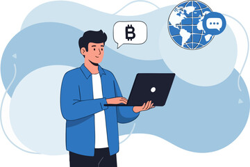 Global Communication and Online Networking Vector Illustration