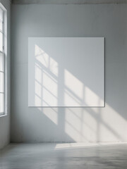 Fototapeta premium Mock up frame in children room, Scandinavian style interior background, 3D render, Empty poster mockup with vertical wooden frame- 3D rendering. A large mirror in the center of the wall
