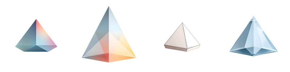 Geometric Pyramid Shapes in Pastel Colors on White Background