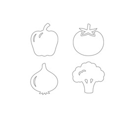 Silhouette hand drawn vector illustration of vegetables 