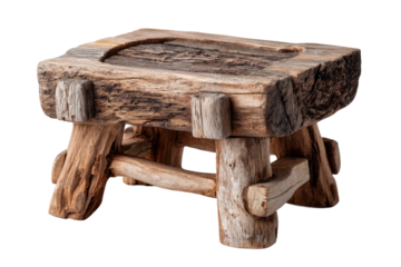 Rustic wooden stool home interior furniture natural close-up design