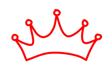 Red crown icon. Hand drawn doodle style king queen crown, majestic tiara. Royal crown icon symbol coronation tiara sign. Crown logo isolated on transparent png © GraphicsHub