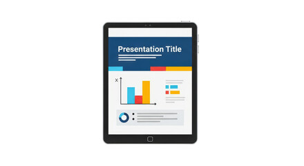 Tablet Displaying Business Presentation Graphics tablet presentation business technology screen display infographic chart graph data information