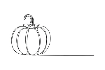 One Line Drawing of Witch with Pumpkin Hat, Halloween Minimalist Vector Illustration