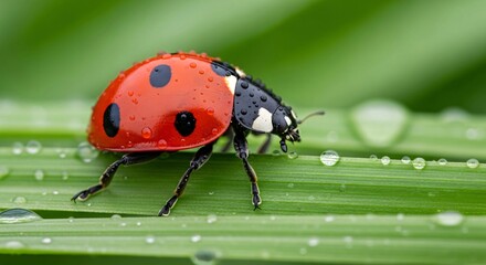 Obraz premium Macro Ladybug on Green Grass