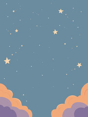 Pastel Starry Sky with Clouds Illustration