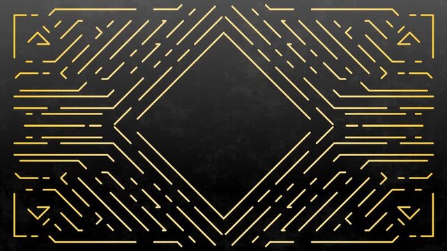 black and Gold ornament art deco lines frame background
