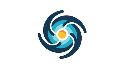 Obraz premium Abstract swirling vortex with vibrant blue and yellow accents representing dynamic energy and fluid motion in modern digital art style