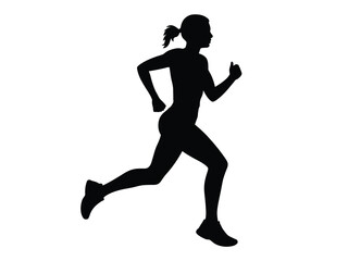 Silhouette of a woman running with ponytail