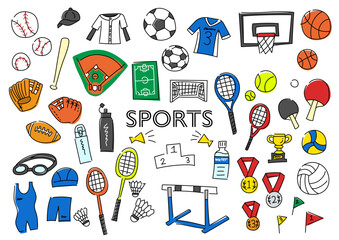 スポーツの手描きイラストセット