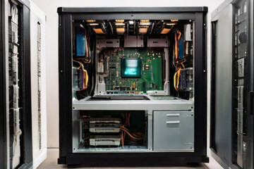 Fototapeta premium Stunning modern computer build with vibrant neon lighting