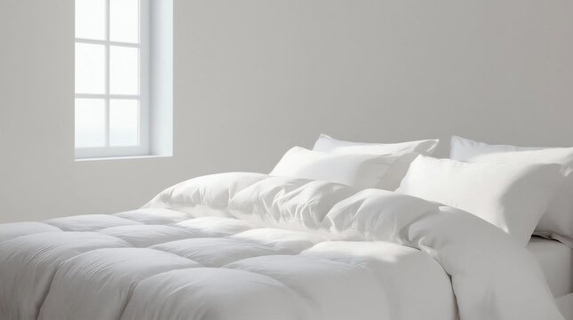 Soft folded blanket on bed at home