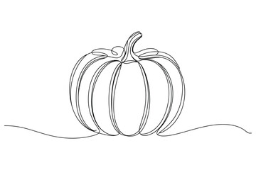 Simple Continuous Line Drawing of a Ripe Pumpkin