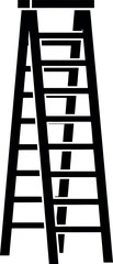 Vector art of aframe ladder leaning against itself, symbolizing progress and achievement, isolated on white background transparent background