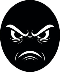 Vector art of closeup of an angry face with furrowed brows and a grimace, isolated on white background transparent background