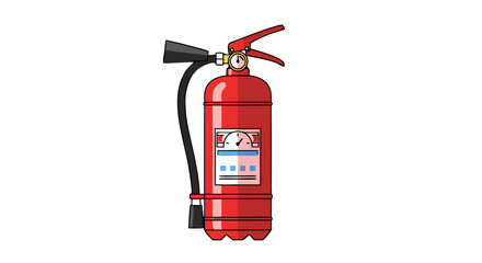 Illustration of a Fire Extinguisher with Detailed Components and Safety Features for Emergency Use
